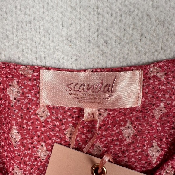 NWT Scandal Italy Ordell Tiered Ruffle Mini Dress Womens Medium Floral Boho Pink - Picture 5 of 16